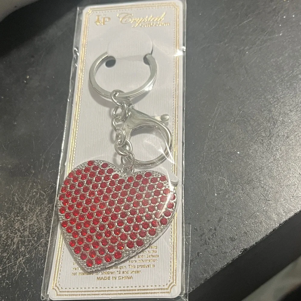 Red Crystal Heart Keychain